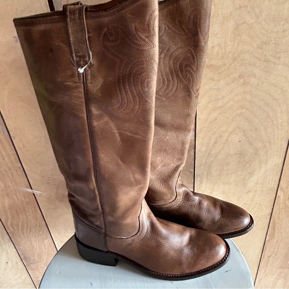 Old West Women's Riding Boot Round Toe Womans Brown  Lb1624 sz 6.5 - Picture 1 of 14